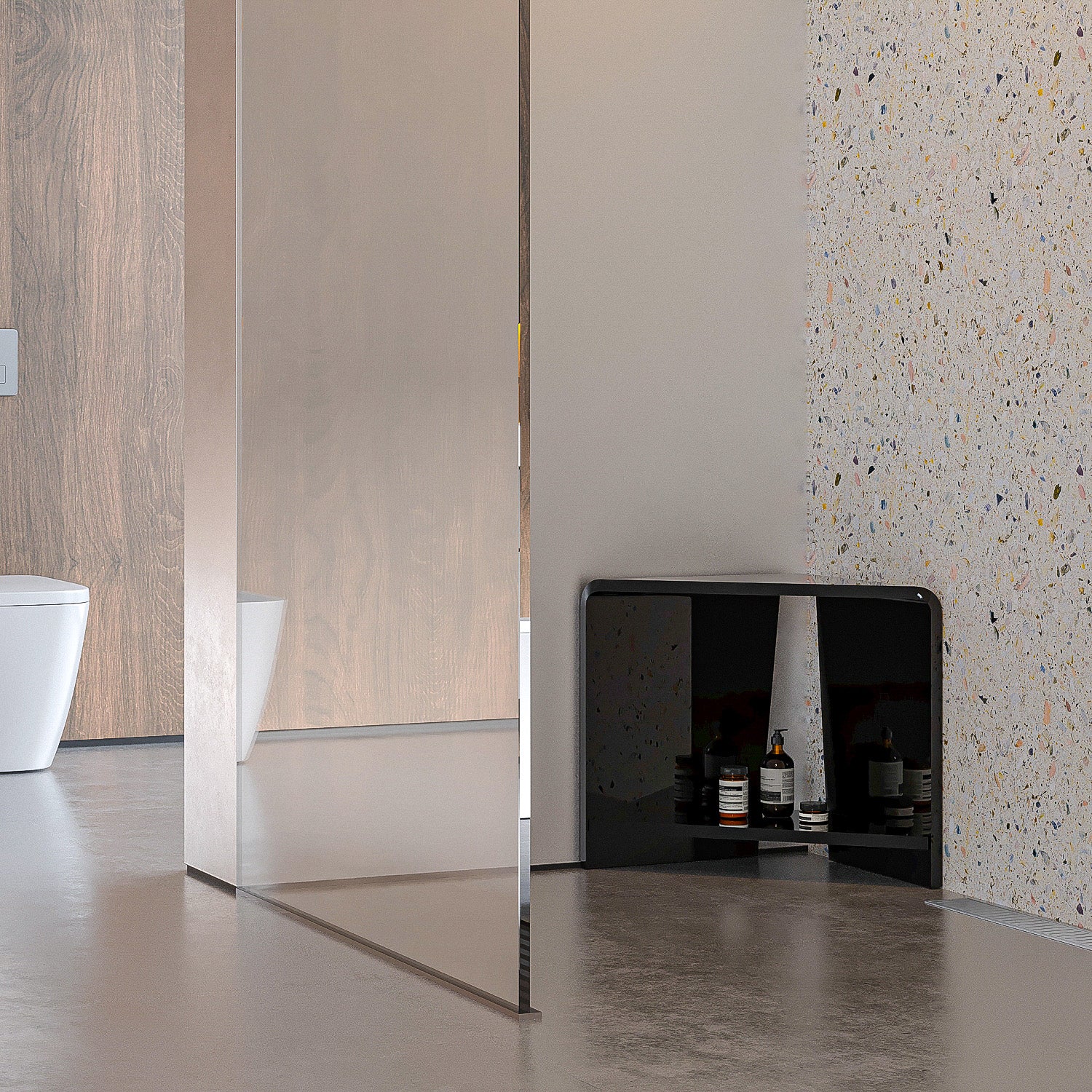 Shower Corner Stool with Shelf